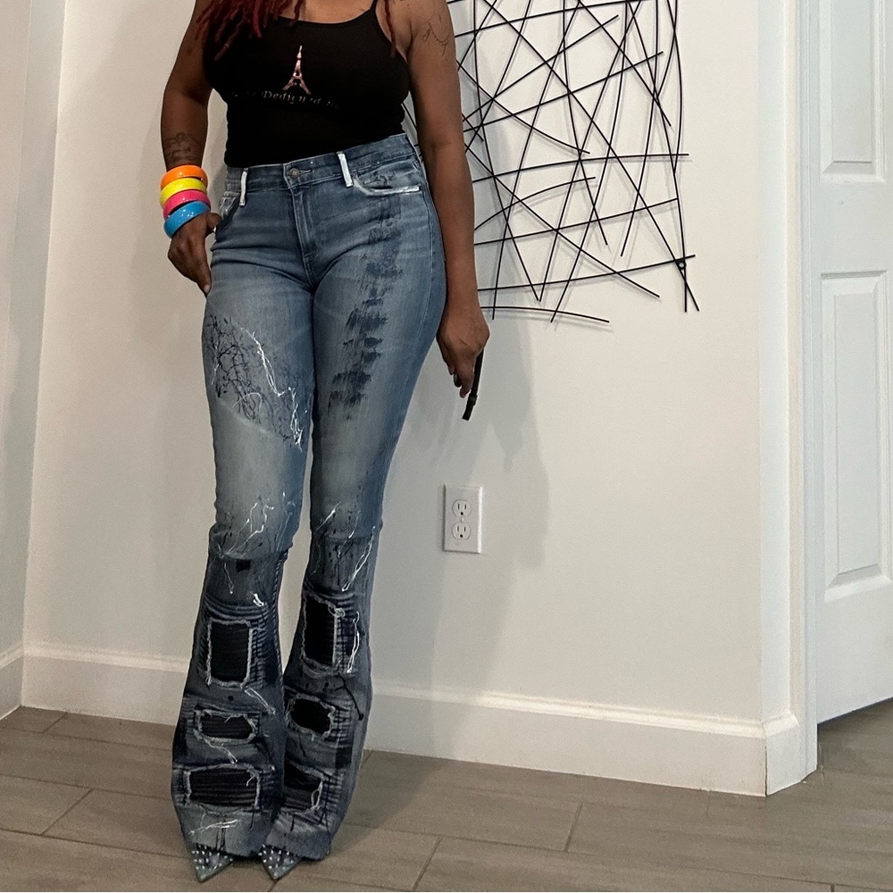 Stacked painted  Blue Jeans
